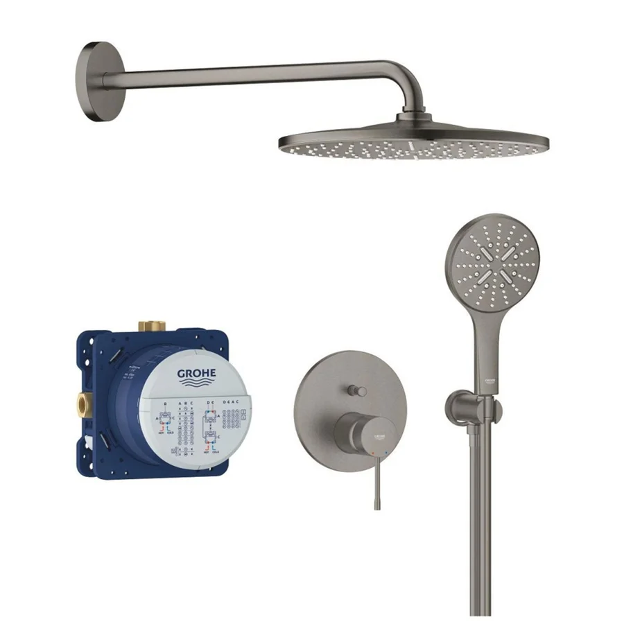 Душевая система со смесителем GROHE ESSENCE 25287AL0 (графит матовый, круглая) 25287AL0
