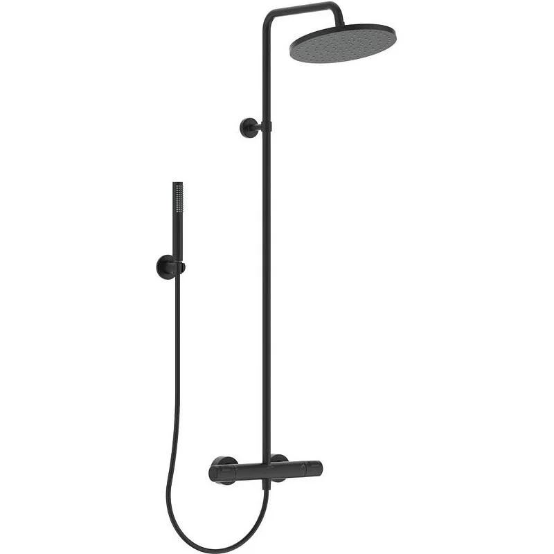 Душевая система с термостатом для душа IDEAL STANDARD CERATHERM BC748XG (черный матовый, круглая) BC748XG