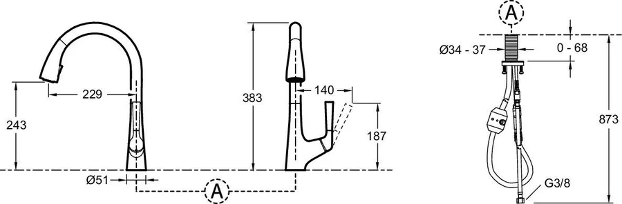 Смеситель для кухни JACOB DELAFON MALLECO E562-BL (черный матовый, L-22,9 H-24,3) E562-BL
