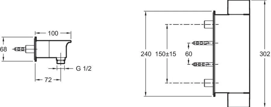 Термостат для душа JACOB DELAFON STANCE E9104-CP (хром, L-10) E9104-CP