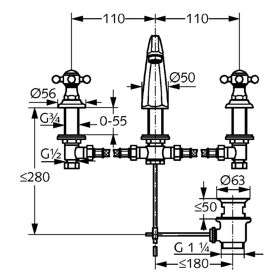 Смеситель для раковины KLUDI ADLON 510434520 (золото, L-14,5 H-13,5) 510434520