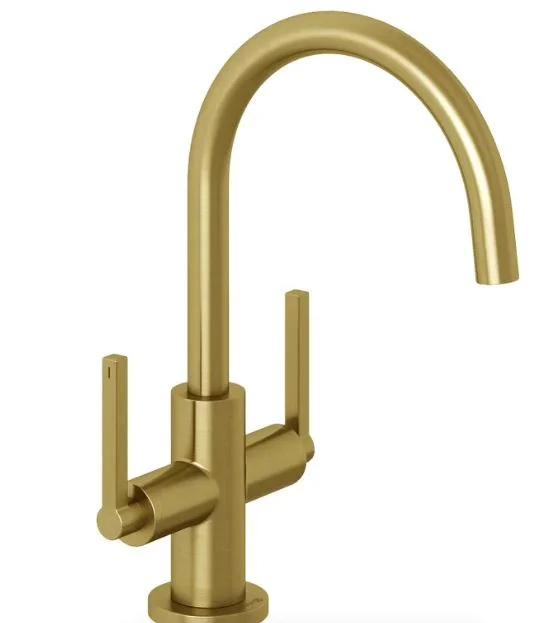 Смеситель для раковины KLUDI NOVA FONTE Puristic 20118N015 с д/к (брашированное золото, L-17 H-18,5 20118N015