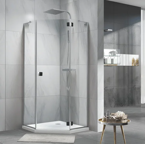 Душевой уголок KOLLER POOL NEON (90*90) N90PСB (распашная, хром/черный) N90PСB