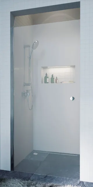 Душевая дверь KOLLER POOL WATERFALL LINE (80*) QP10 800 chrome,clear (распашная, хром) QP10 800 chrome,clear