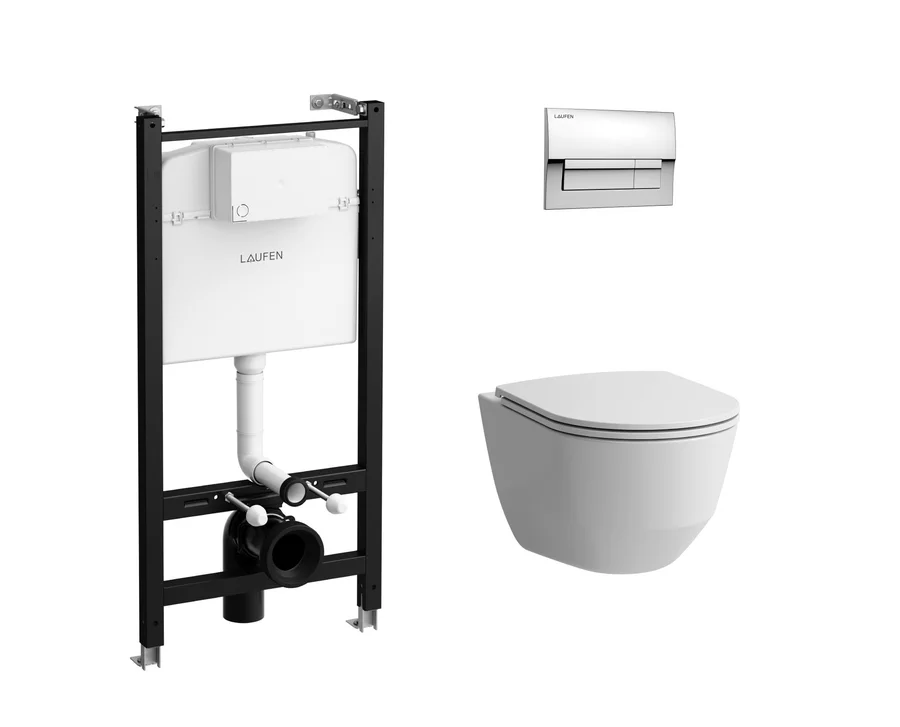ПЭК LAUFEN PRO ZRU9307615 (инсталл. + унитаз подвесной Rimless + сид. Slim, SoftClose + клав. хром) ZRU9307615