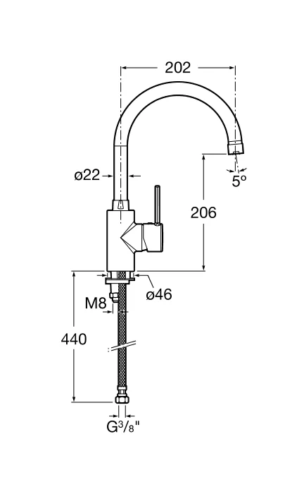 Смеситель для кухни ROCA TARGA 75A8460C0M (хром, L-20,2 H-32,4) 75A8460C0M