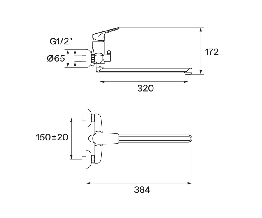 Смеситель для ванны с душем SANTEK КАНТ WH5A12002C001 (хром, L-32 H-17,2) WH5A12002C001