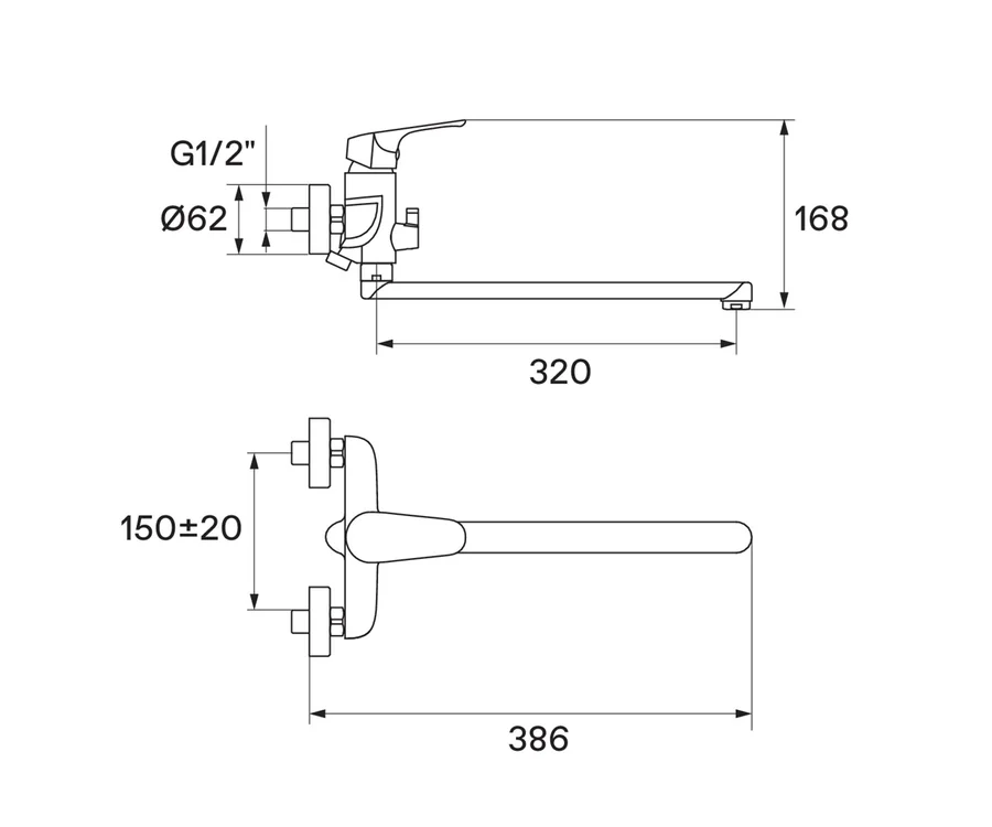 Смеситель для ванны с душем SANTEK ФОРТ WH5A12004C001 (хром, L-32 H-16,8) WH5A12004C001