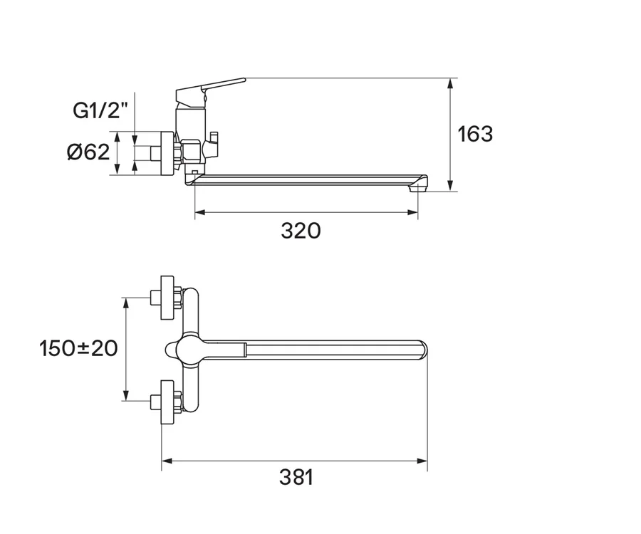 Смеситель для ванны с душем SANTEK НАЙРА WH5A12001C001 (хром, L-32 H-16,3) WH5A12001C001