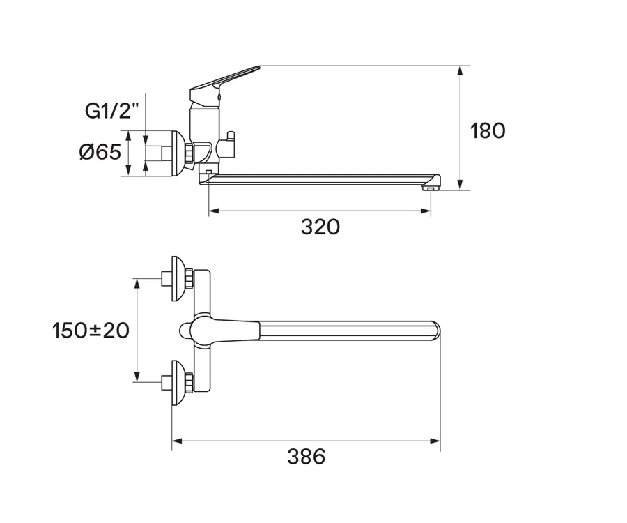Смеситель для ванны с душем SANTEK ВЕНГА WH5A12003C001 (хром, L-32 H-18) WH5A12003C001