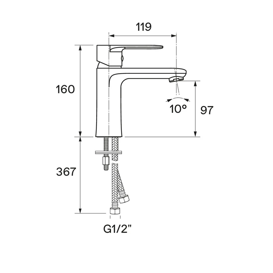 Смеситель для раковины SANTEK АРМА WH5A02007N001 (черный, L-11,9 H-9,7) WH5A02007N001