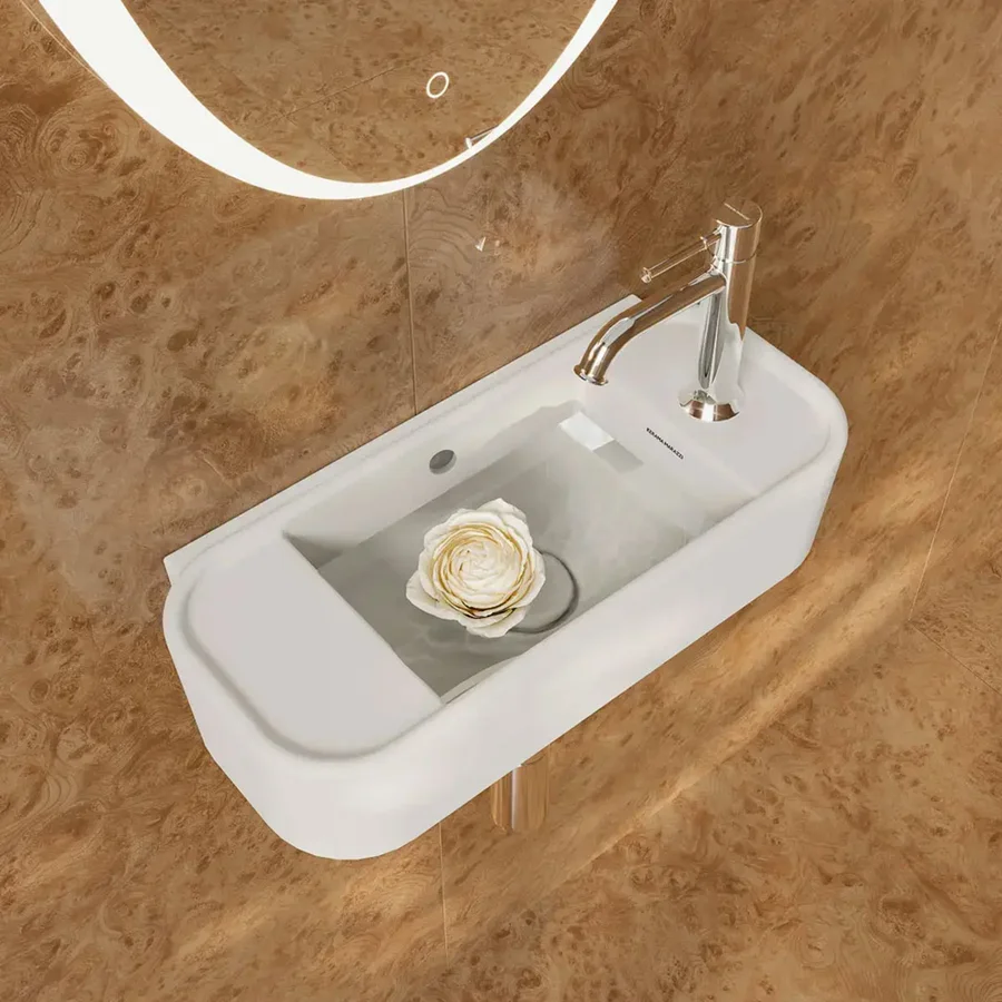 Раковина KERAMA MARAZZI ЭЛЕГАНС KMELWB51GWH1RH (подвесная, (51*23,5), белый) KMELWB51GWH1RH