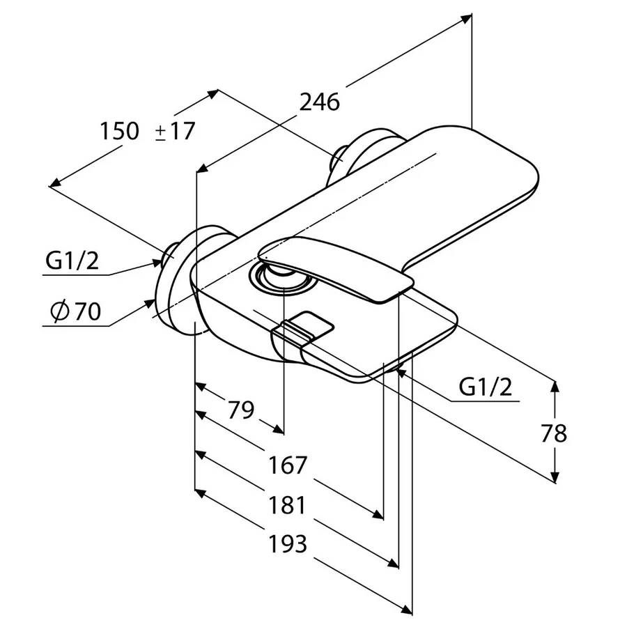 Смеситель для ванны с душем KLUDI BALANCE 524450575 (хром, L-16,5). Фото 1 из 5