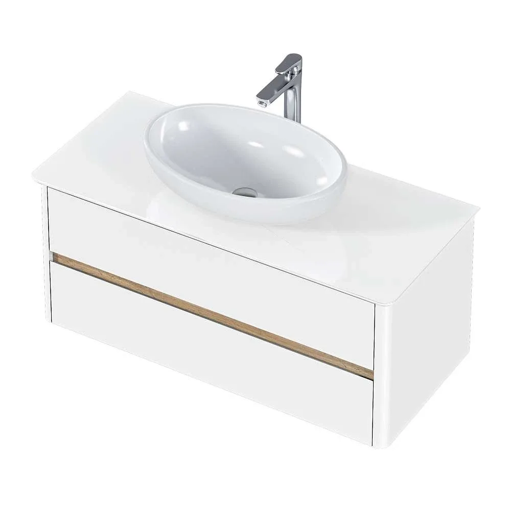 Тумба со столешницей МОНРО/Monro 100П (1000х420х450) 2я белый стекло. Фото 1 из 7