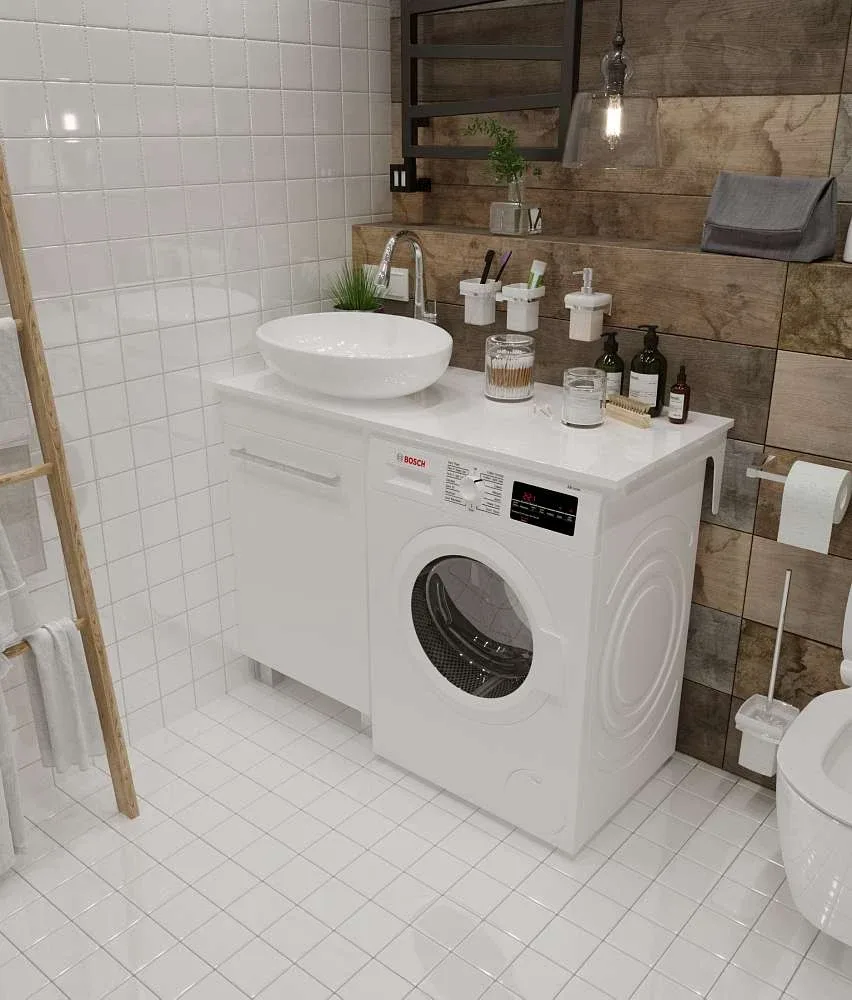 Столешница под стир.машину ВИСТА/Wash 110 L белый глянец. Фото 1 из 5