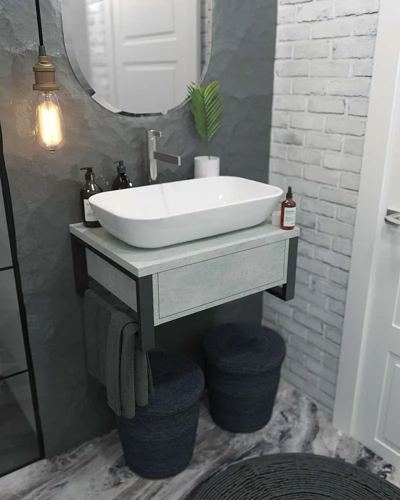 Тумба со столешницей ГРАНЖ ЛОФТ/GRUNGE LOFT 60П 1в.я бетон светлый Ц0000001582