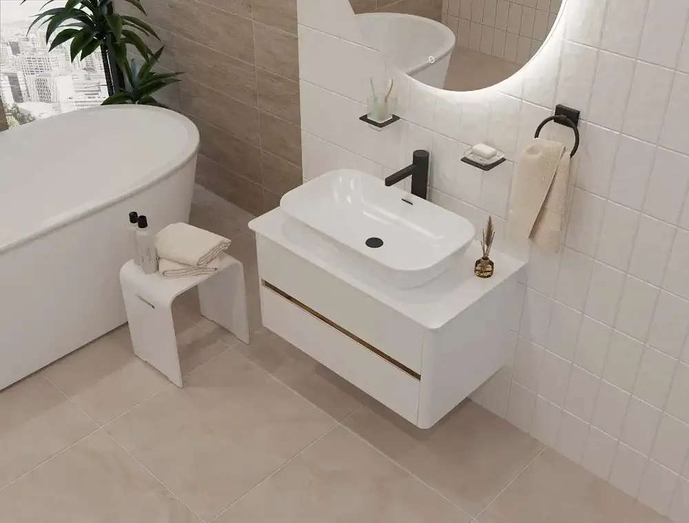 Тумба со столешницей МОНРО/Monro 80П (800х420х450) 2я белый стекло Ц0000027406
