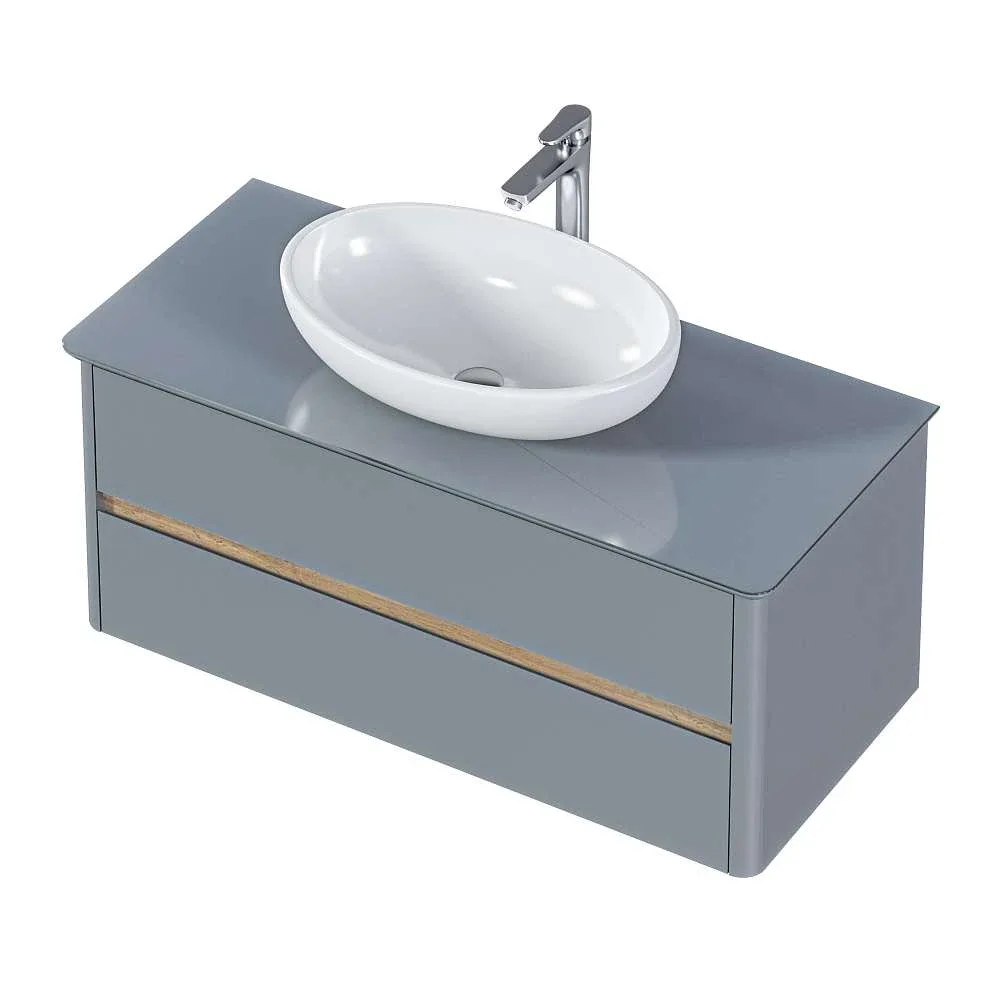 Тумба со столешницей МОНРО/Monro 100П (1000х420х450) 2я серый стекло. Фото 1 из 7