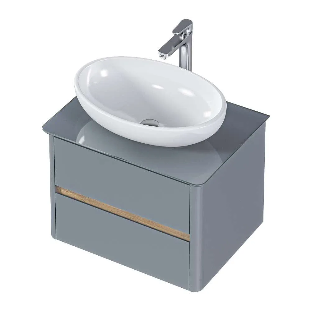 Тумба со столешницей МОНРО/Monro 60П (600х420х450) 2я серый стекло. Фото 1 из 6