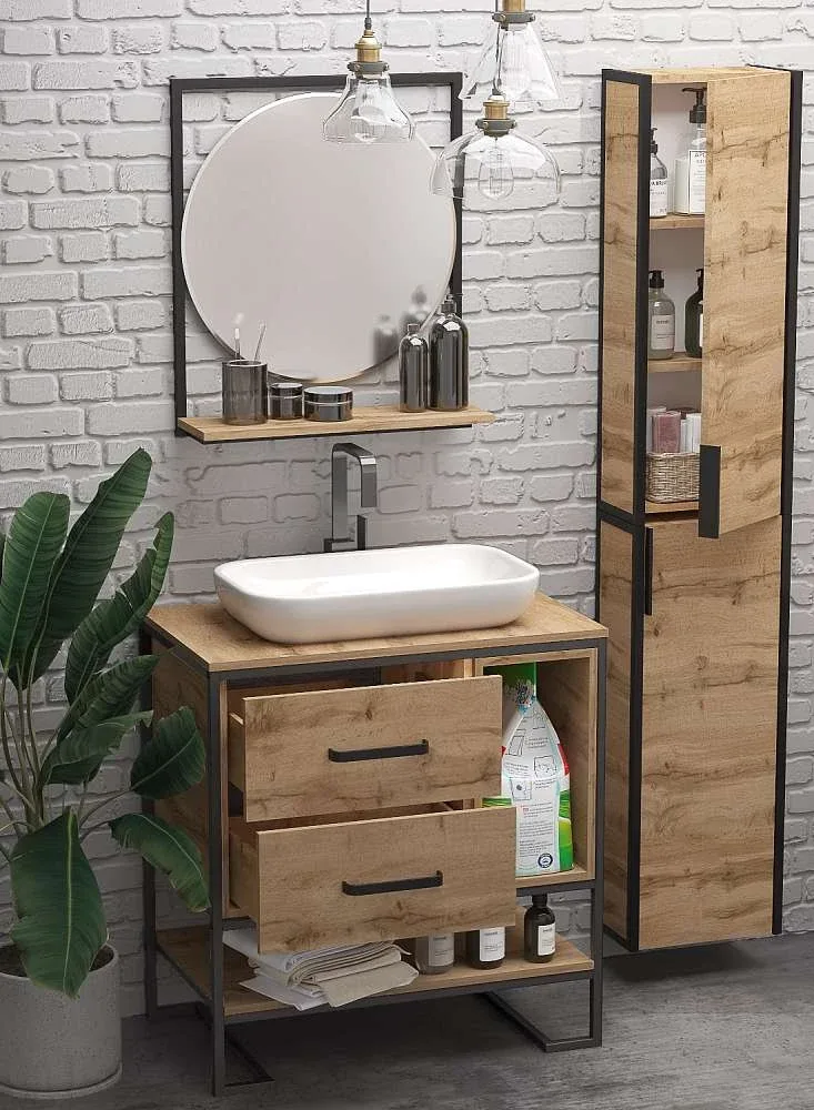 Тумба со столешницей ГРАНЖ ЛОФТ/GRUNGE LOFT 80Н 2я/2п дуб вотан. Фото 1 из 4