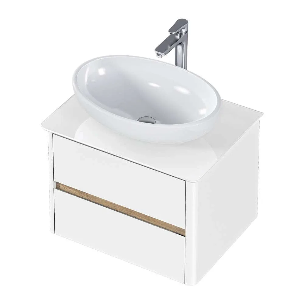 Тумба со столешницей МОНРО/Monro 60П (600х420х450) 2я белый стекло. Фото 1 из 6