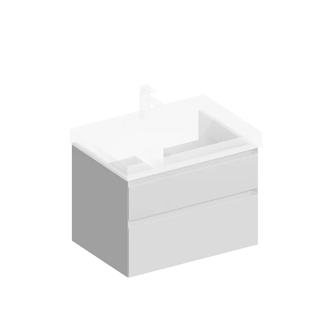 Тумба Cubo/Кубо подвесная с ящиками 70, белая матовая. Фото 1 из 1