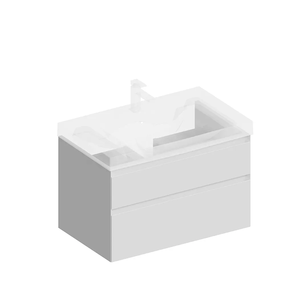 Тумба Cubo/Кубо подвесная с ящиками 80, белая матовая. Фото 1 из 1