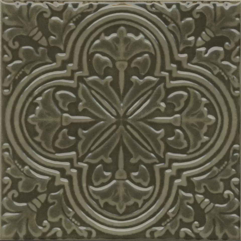 Декор Фес зелёный глянцевый 15x15x0,77. Фото 1 из 1