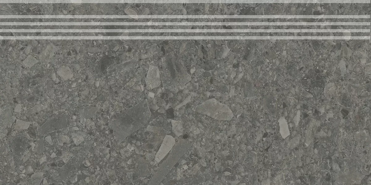 Ступень Чеппо ди Гре антрацит матовый обрезной 30x60x0,9. Фото 1 из 1