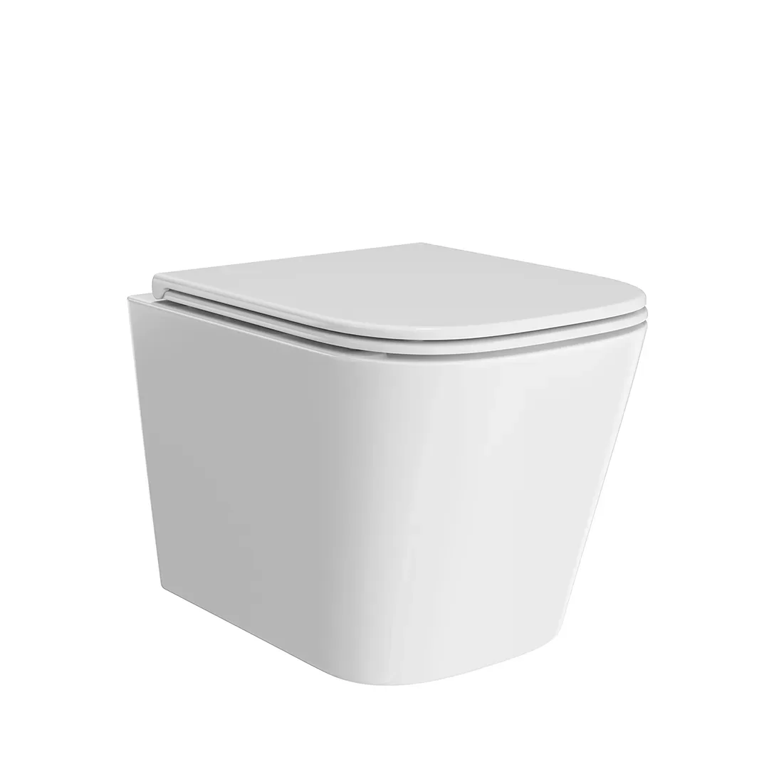 Унитаз Cubo/Кубо подвесной безободковый с крепежом и сиденьем, белый глянцевый. Фото 1 из 1