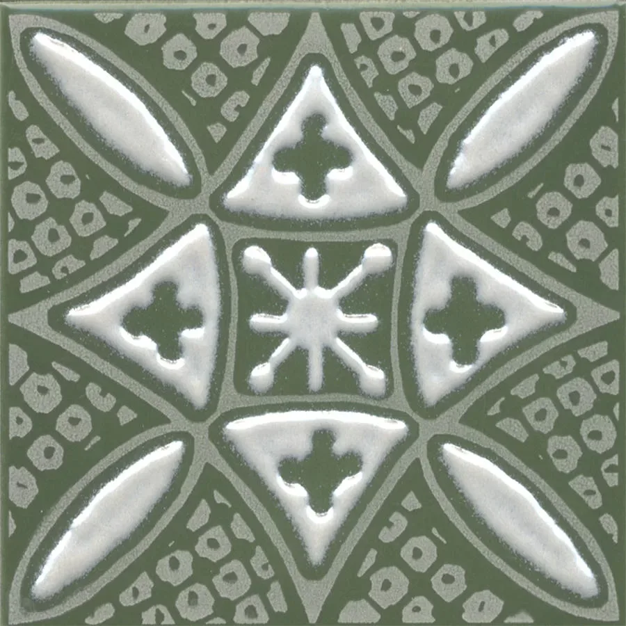 Декор Бахия 2 зелёный глянцевый 9,8x9,8x0,7. Фото 1 из 1