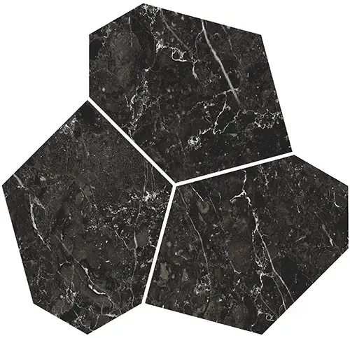 Декор Марсель наборный чёрный матовый обрезной 26,5x25,5x0,9. Фото 1 из 1