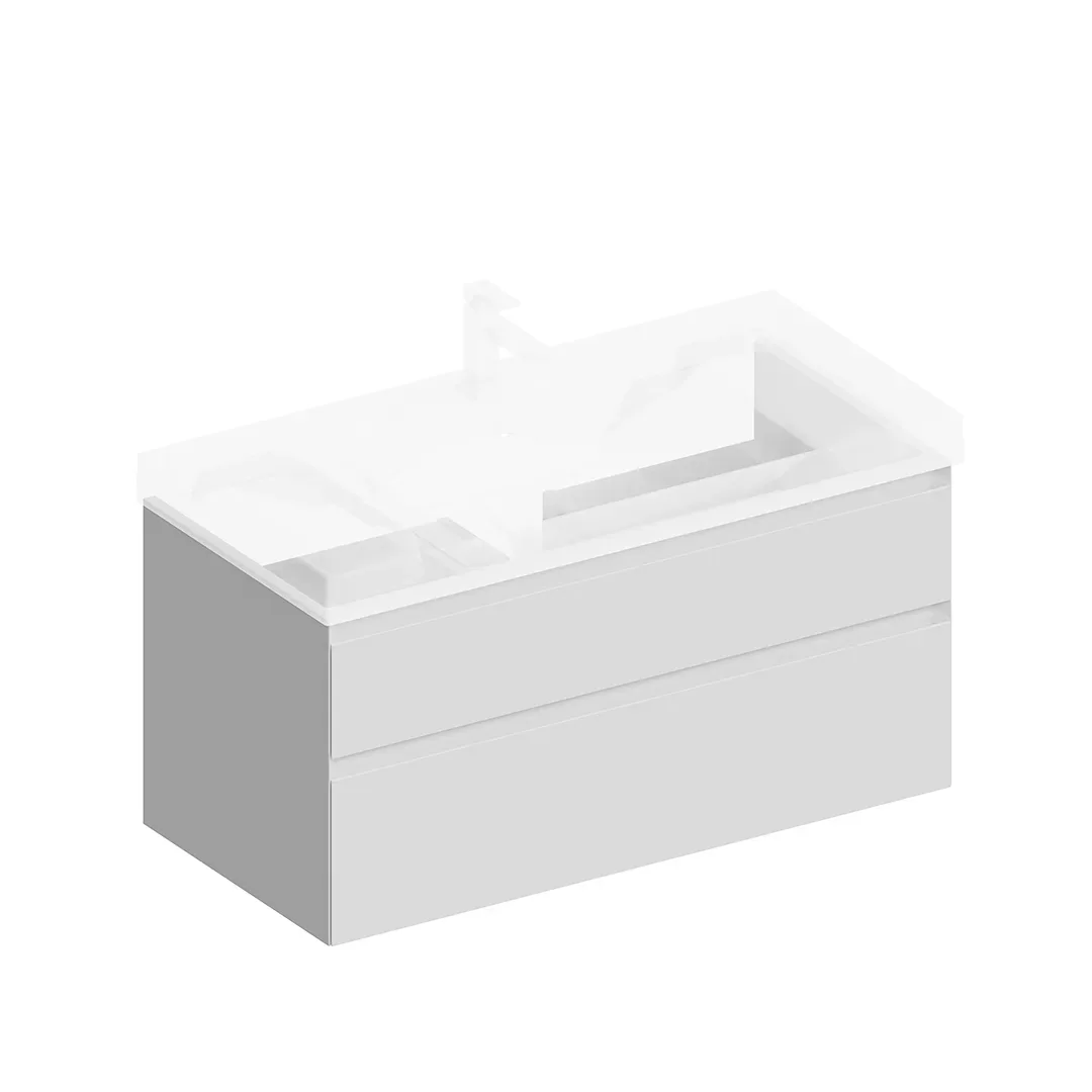 Тумба Cubo/Кубо подвесная с ящиками 100, белая матовая. Фото 1 из 1