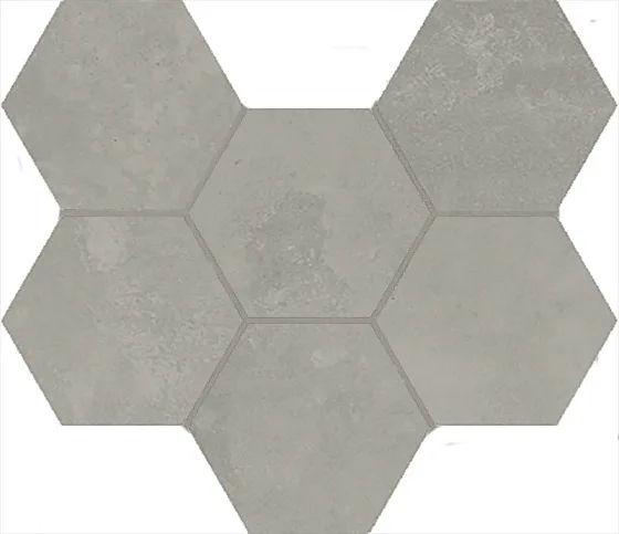 Мозаика /Керамогранит/ ITALON / ИТАЛОН TERRAVIVA Grey Mosaico Hexagon Матовый 620110000109
