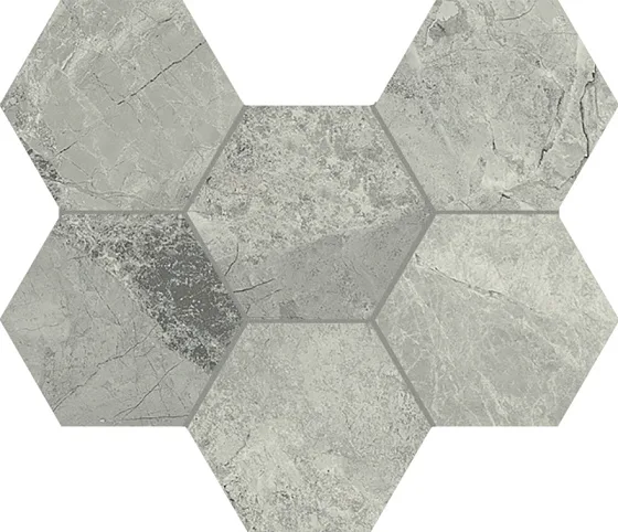 Мозаика /Керамогранит/ ITALON / ИТАЛОН CHARME EXTRA Silver Mosaico Hexagon Патинированный 620110000067