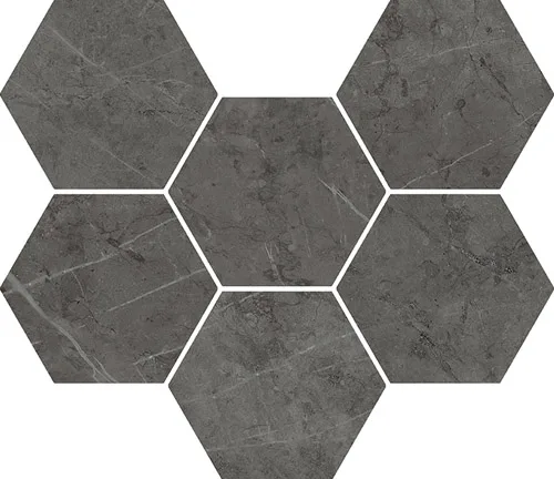 Мозаика /Керамогранит/ ITALON / ИТАЛОН CHARME EVO Antracite Mosaico Hexagon 620110000050