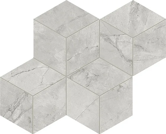 Мозаика /Керамогранит/ ATLAS CONCORDE MARVEL X Grey Cloud Mosaico Esagono Silk AF8O