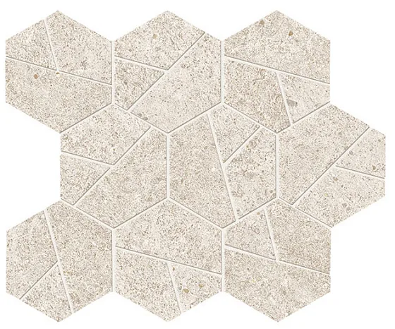 Мозаика /Керамогранит/ ATLAS CONCORDE BOOST STONE White Mosaico Hex A67I