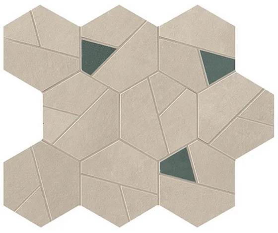Мозаика /Керамогранит/ ATLAS CONCORDE BOOST PRO Cream Mosaico Hex Blue A0QO