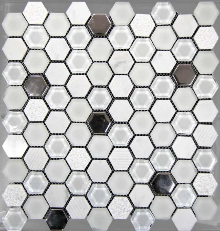 Стеклянная мозаика Hexagono Blanco 30,5x30,2 - Mosavit CAT-90c59b3012486d69