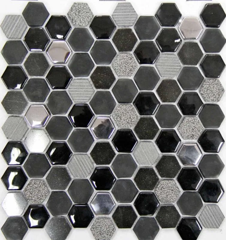 Стеклянная мозаика Hexagono Negro 30,5x30,2 - Mosavit CAT-838624fcc317722d
