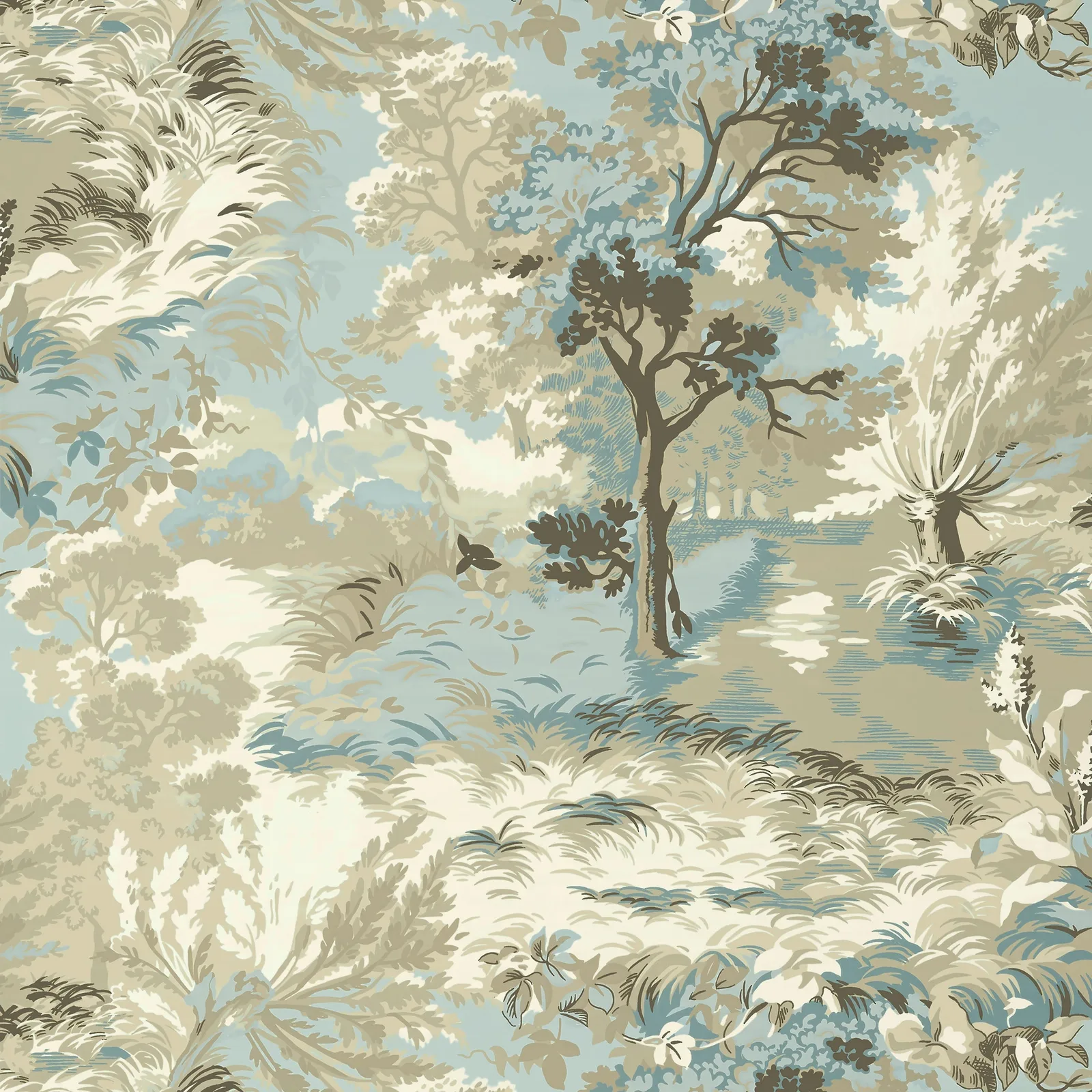 LINCOLN TOILE - Beige and Spa Blue. Фото 1 из 1