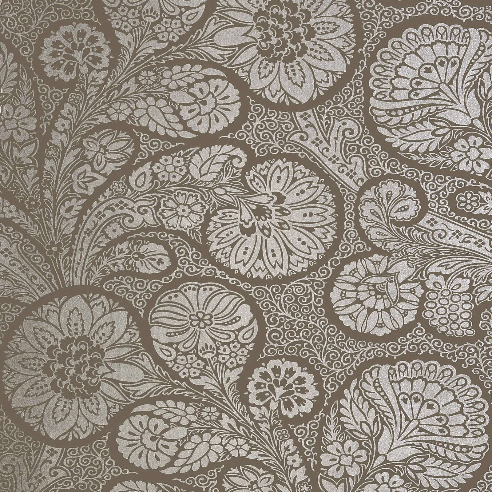 TROUBADOUR - Metallic Silver on Dark Taupe T13064
