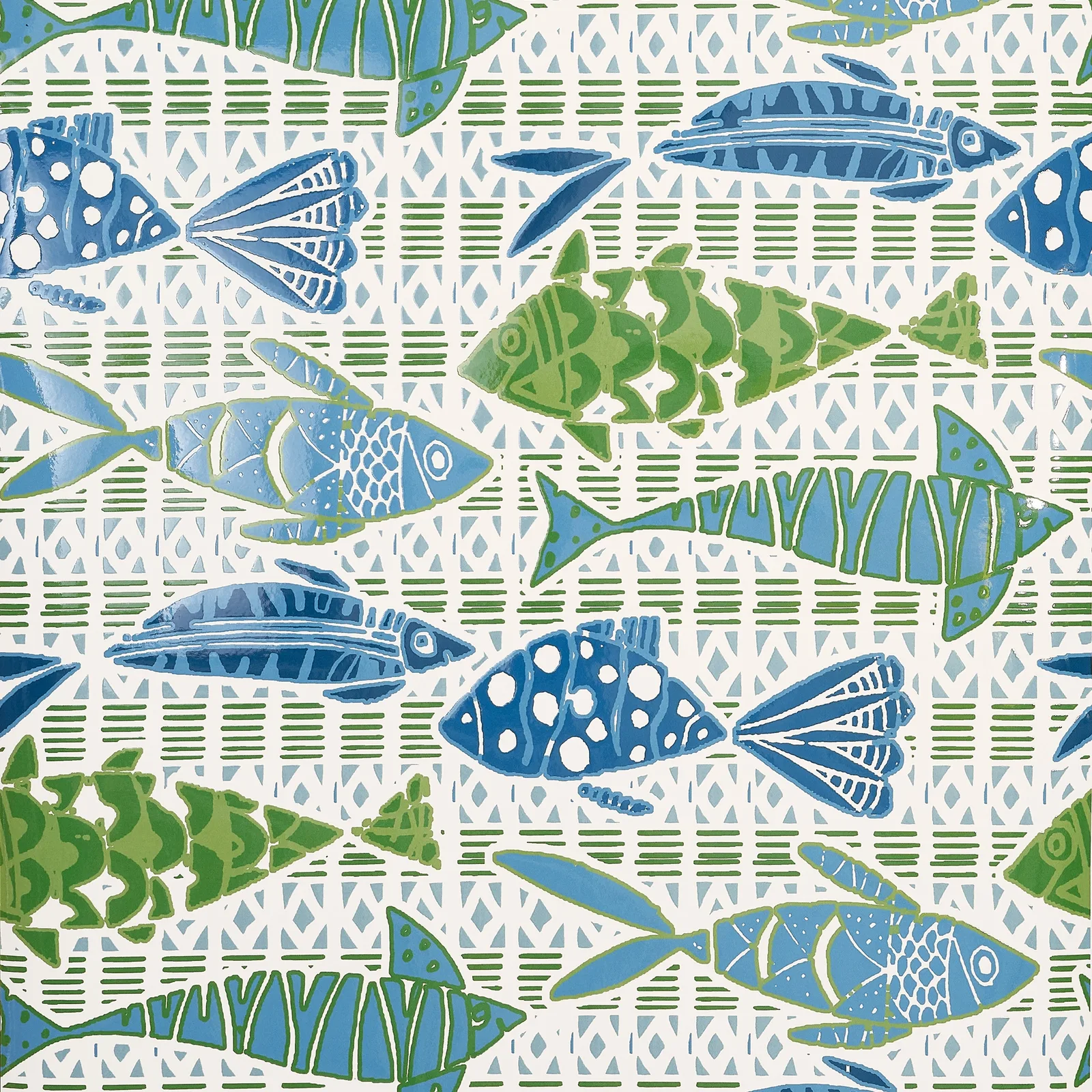 BATIK FISH - Blue and Green T15870