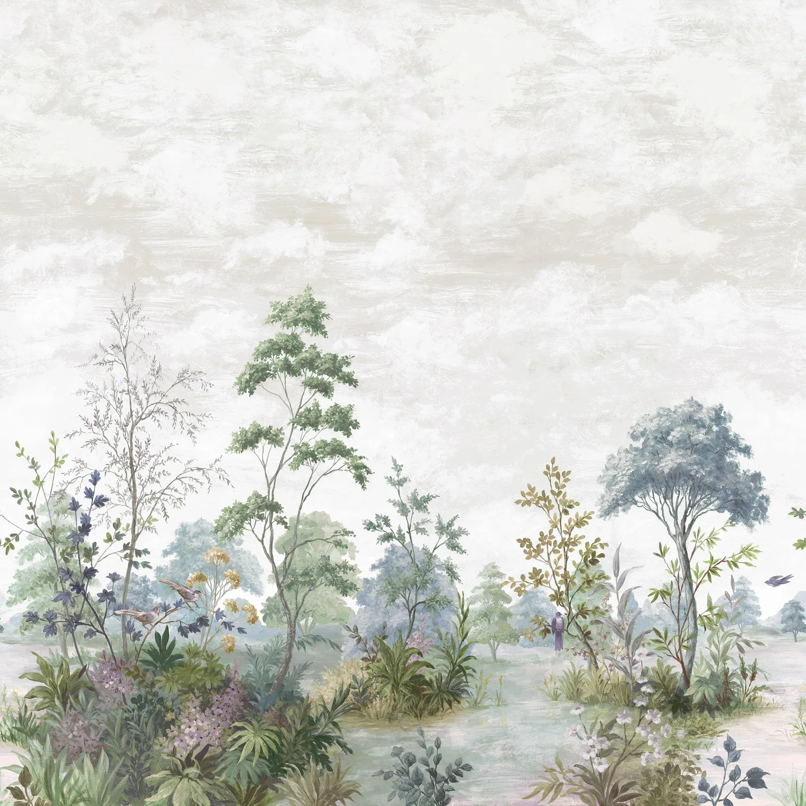 CUMBRIA MURAL - Pale Blue and Green on Pearl. Фото 1 из 1