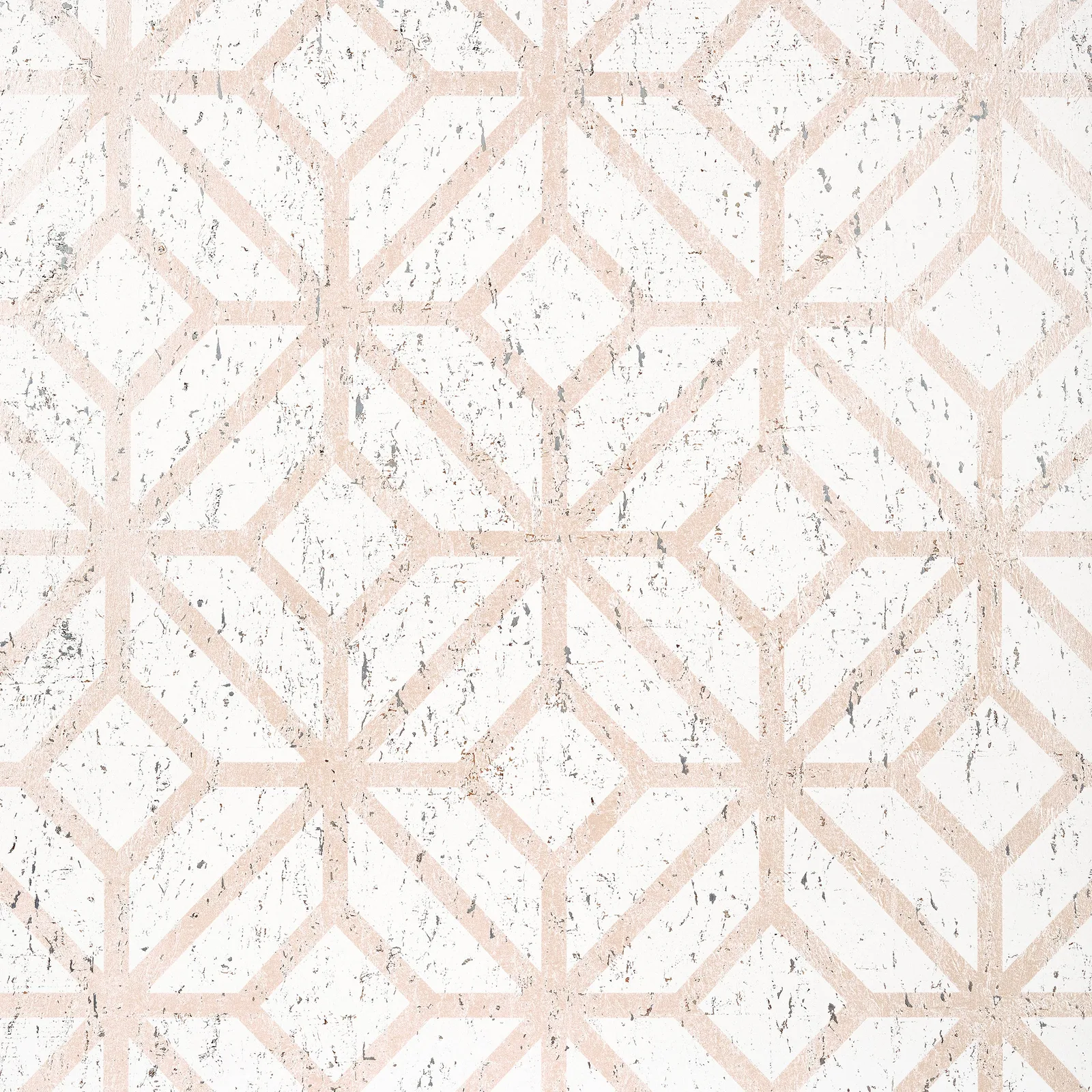MAMORA TRELLIS CORK - White on Metallic Blush T10409