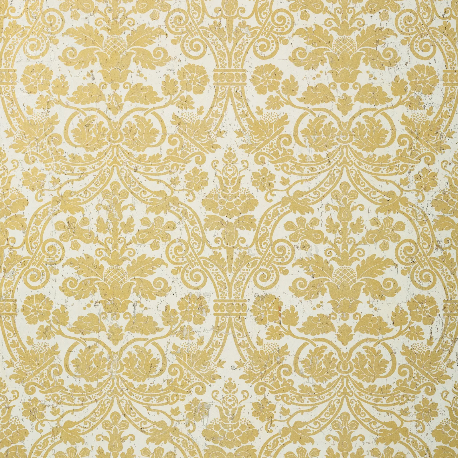 CURTIS DAMASK - Metallic Gold on White T89116