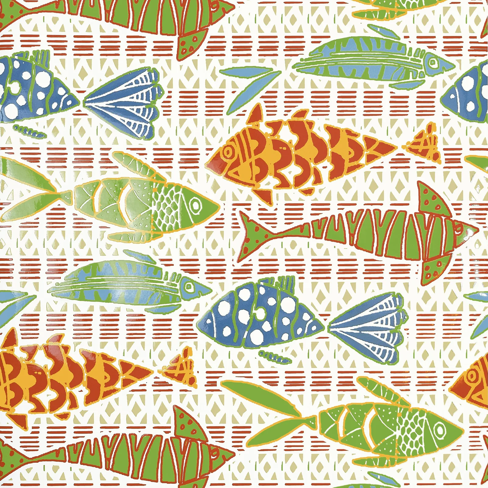 BATIK FISH - Coral and Blue T15869