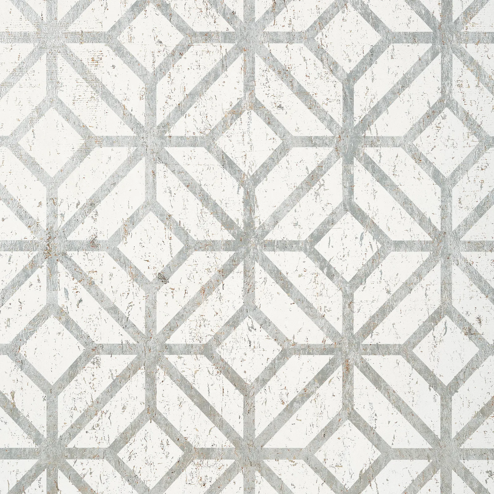 MAMORA TRELLIS CORK - White on Silver T10410
