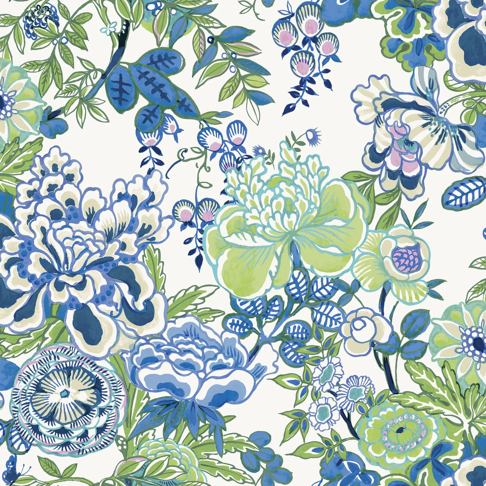 PEONY GARDEN - Blue and Green T42021